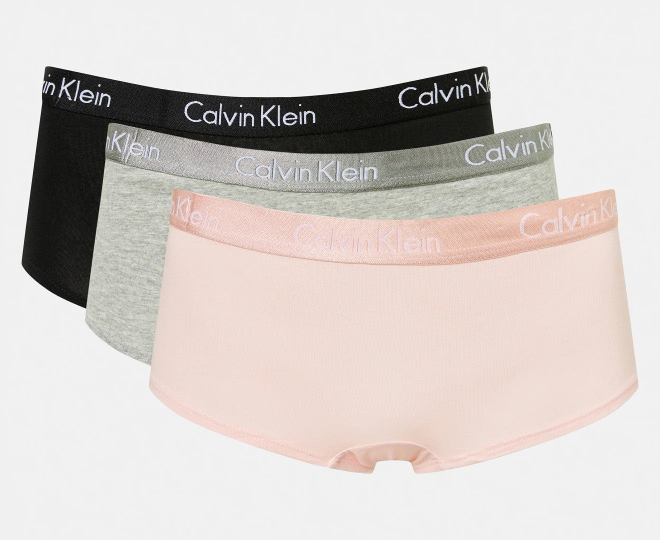 Calvin Klein Women's Motive Cotton Boyshorts 3-Pack - Black/Grey Heather/Nymph's Thigh