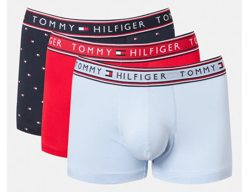 Tommy Hilfiger Men's Cotton Stretch Trunks 3-Pack - New Blue/Red/Midnight Blue