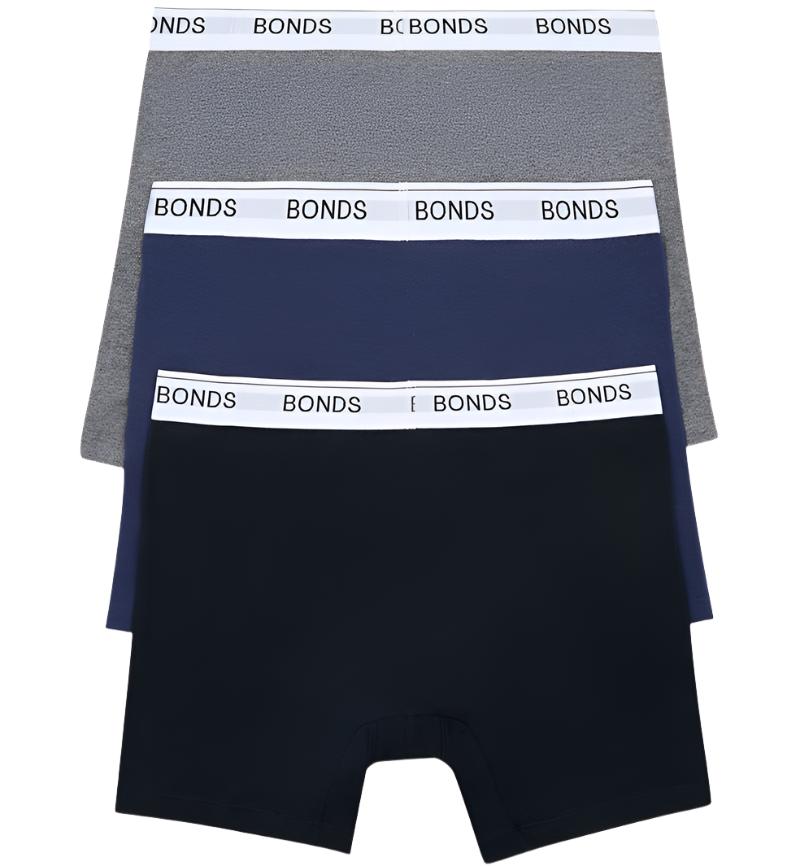 Bonds Men's Underwear Guyfront Mid Trunk 3 Pack - Charcoal, Navy, Black