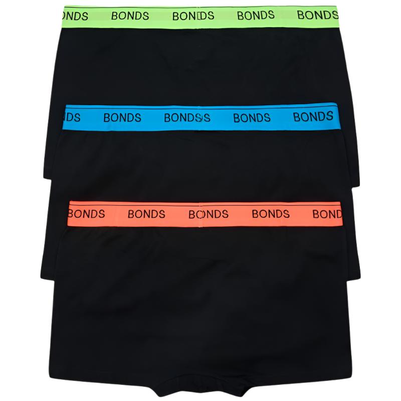 Bonds Men's Underwear Guyfront Trunk 3 Pack - Black/ Diva Red