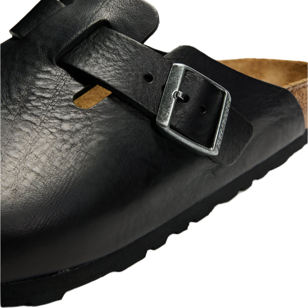 Birkenstock Unisex Regular Fit Boston Natural Leather - Vintage Wood Black