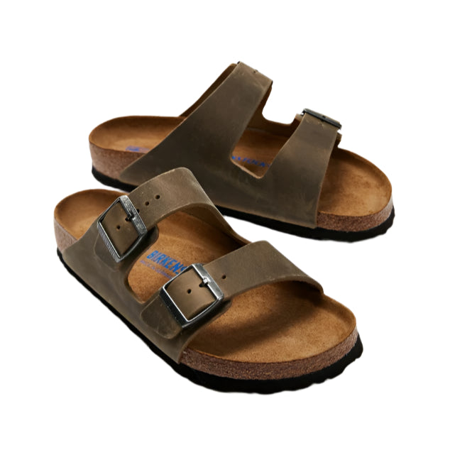 Birkenstock Unisex Regular Fit Arizona Soft Footbed - Faded Khaki Oiled Leather