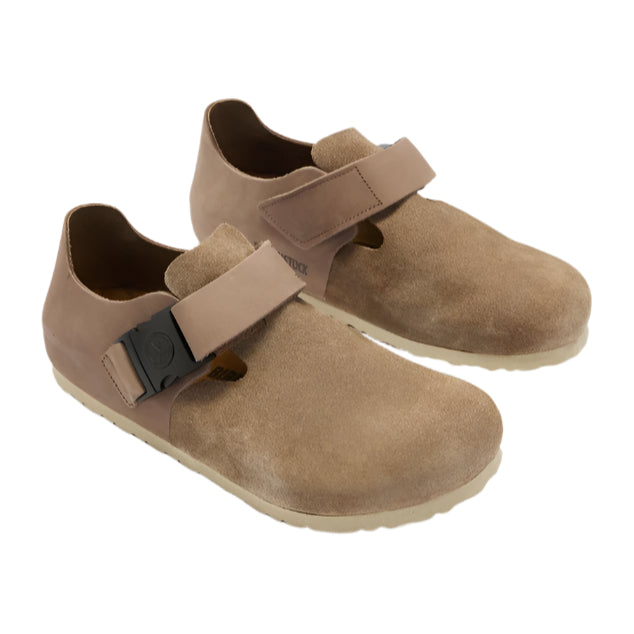 Birkenstock Unisex Regular Fit London Quick Release Buckle Suede Leather - Taupe