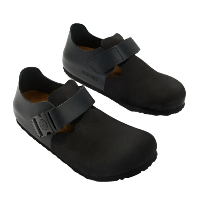 Birkenstock Unisex Regular Fit London Tech Quick Release Suede Leather - Black Natural