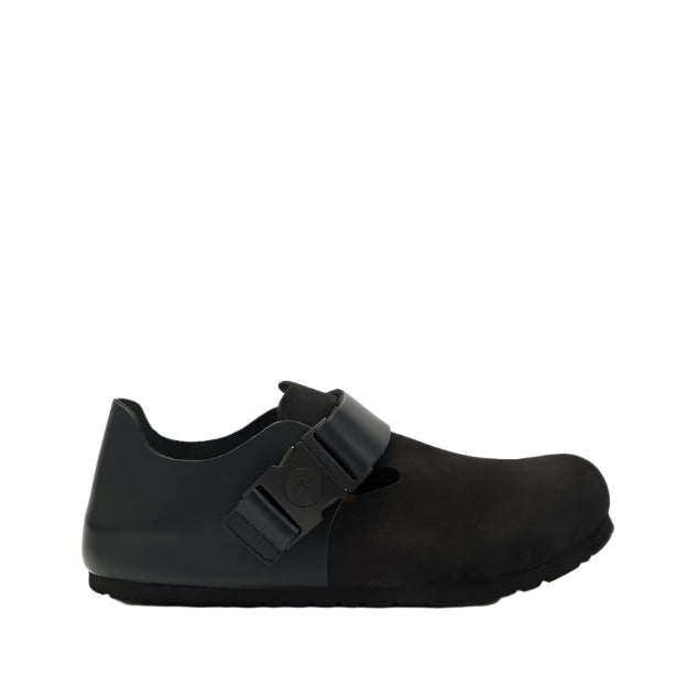 Birkenstock Unisex Regular Fit London Tech Quick Release Suede Leather - Black Natural