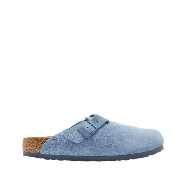 Birkenstock Unisex Regular Fit Boston Soft Footbed Suede Leather Clogs - Elemental Blue