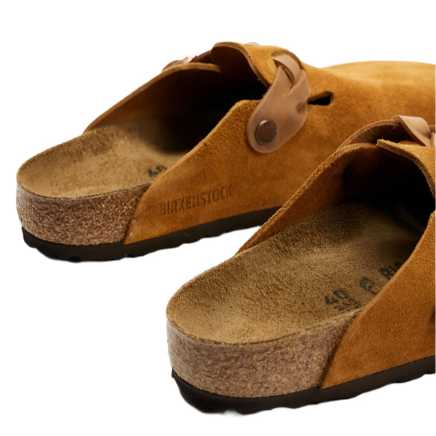 Birkenstock Unisex Regular Fit Boston Braided Suede Leather Clogs - Mink