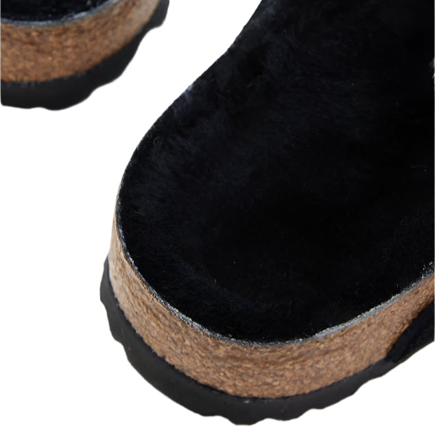 Birkenstock Unisex Narrow Fit Arizona Shearling Suede Leather Sandals - Black