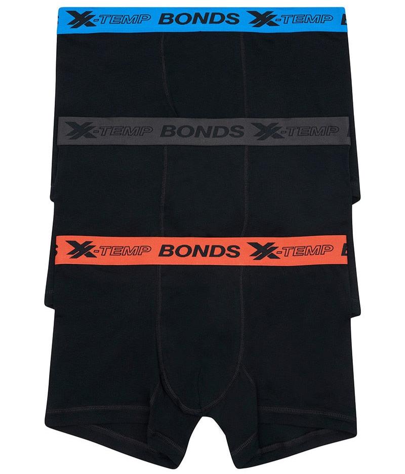 Bonds Men's Underwear X-Temp Trunk 3 Pack - Black XTemp