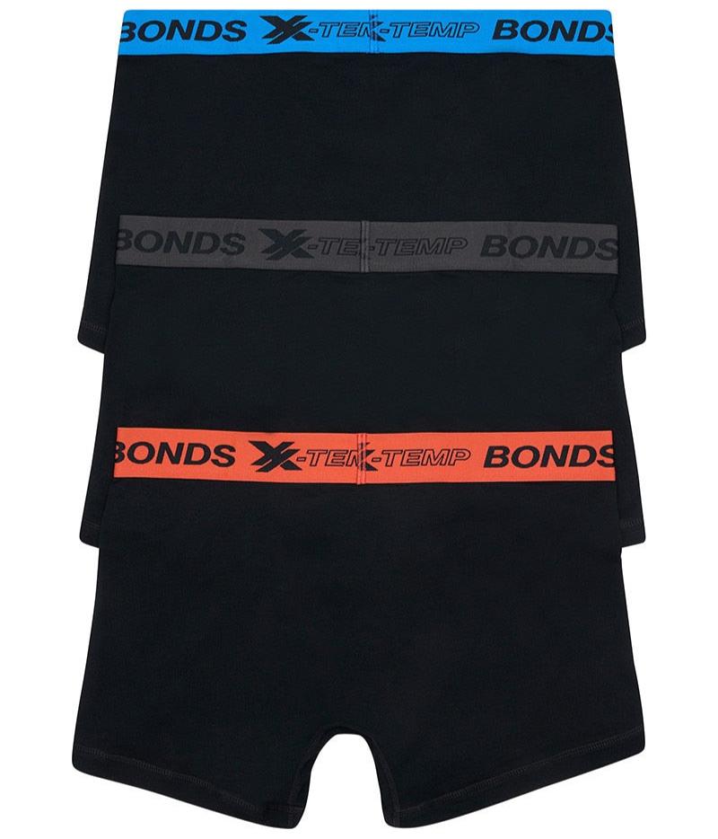 Bonds Men's Underwear X-Temp Trunk 3 Pack - Black XTemp