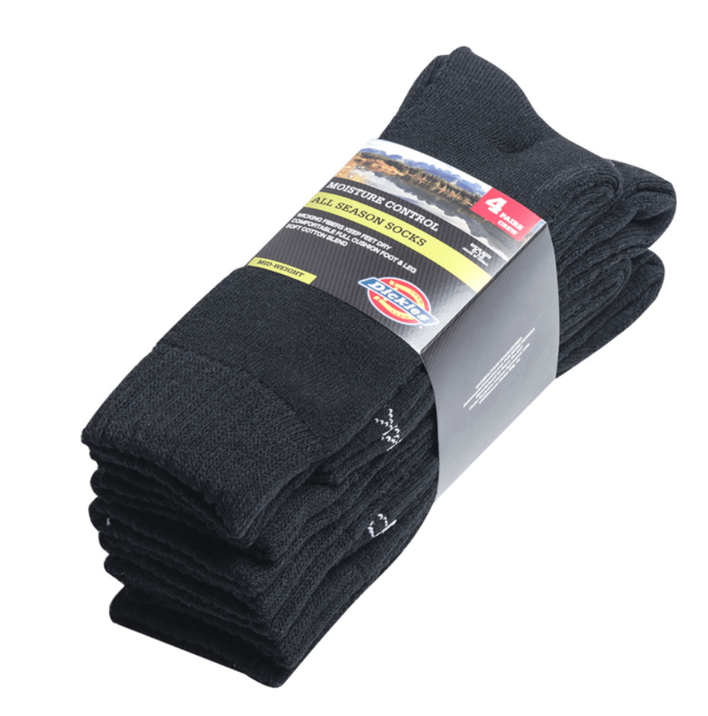 Best Dickies All Season Mens Crew Socks in Four Pack Black