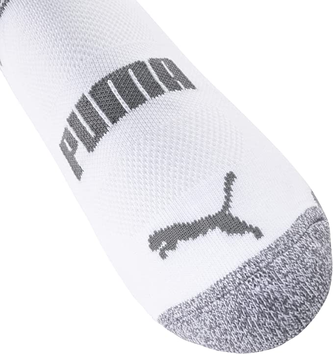 Puma Men's Low Cut 8 Pack Sport Socks, Moisture Control, Arch Support Men's Shoe Size 12-16 - White/Steel Grey