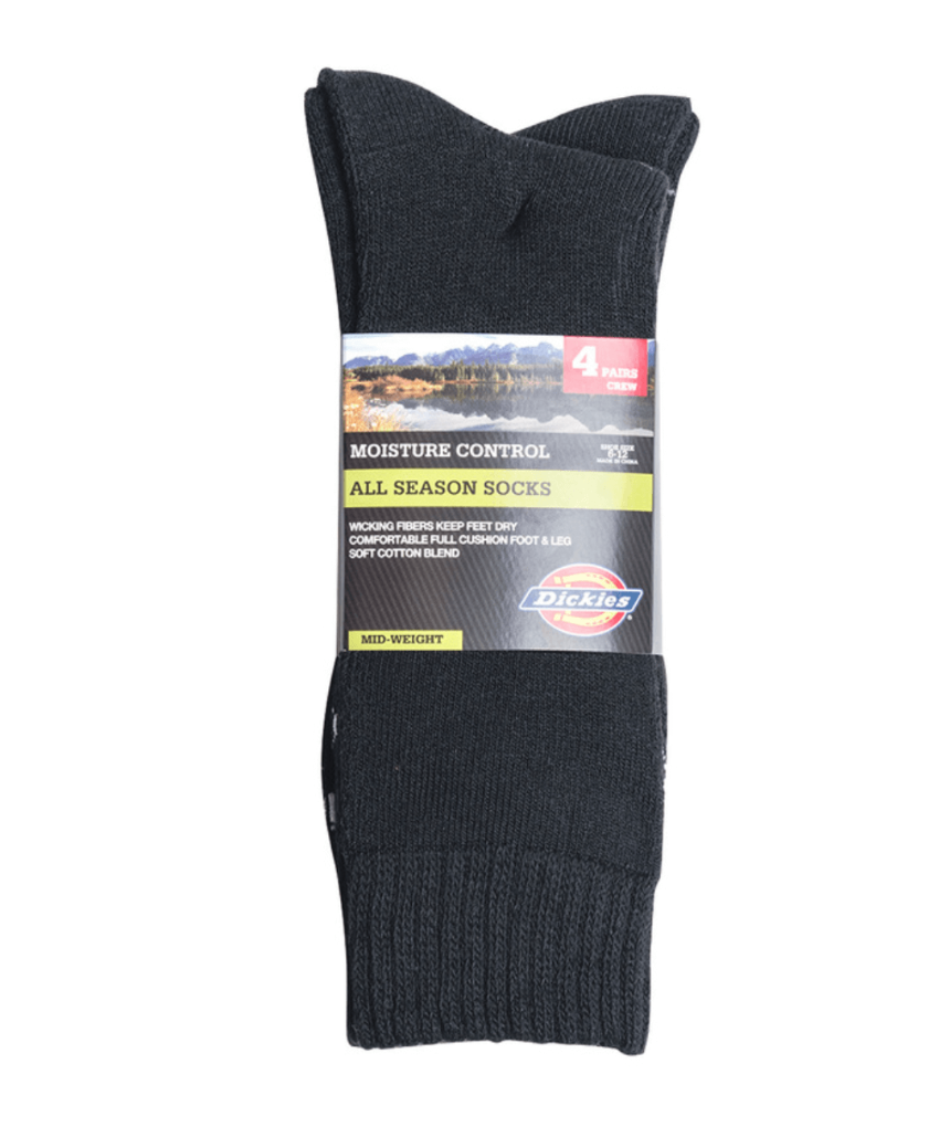 Dickies All Season Mens Crew Socks in Pack Black