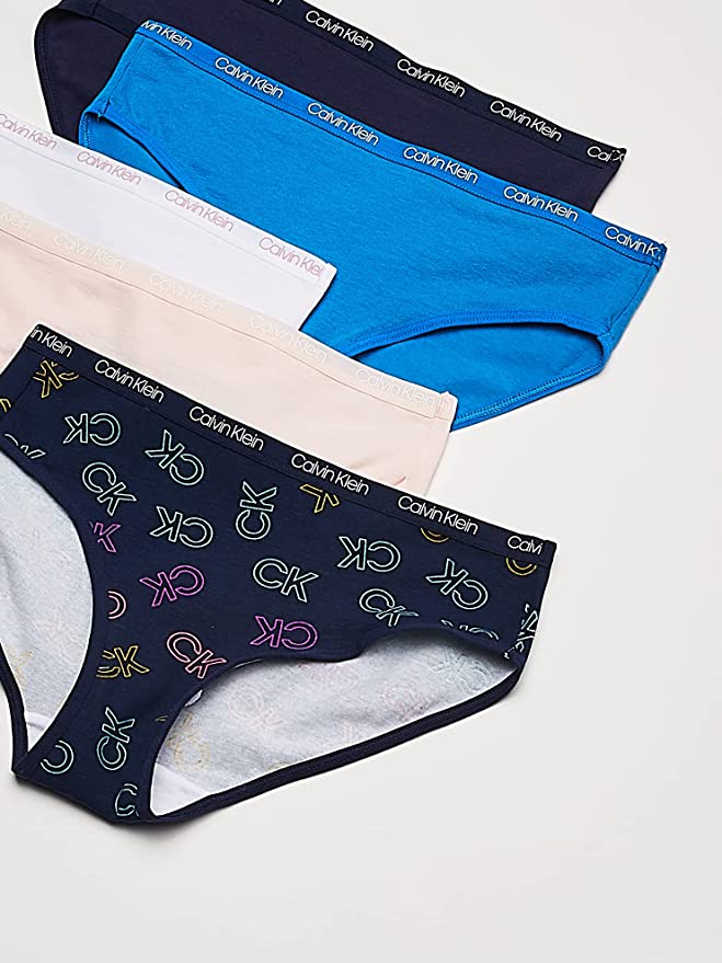 Calvin Klein Girls' Underwear Cotton Bikini Briefs Panty, 5 Pack - Fre