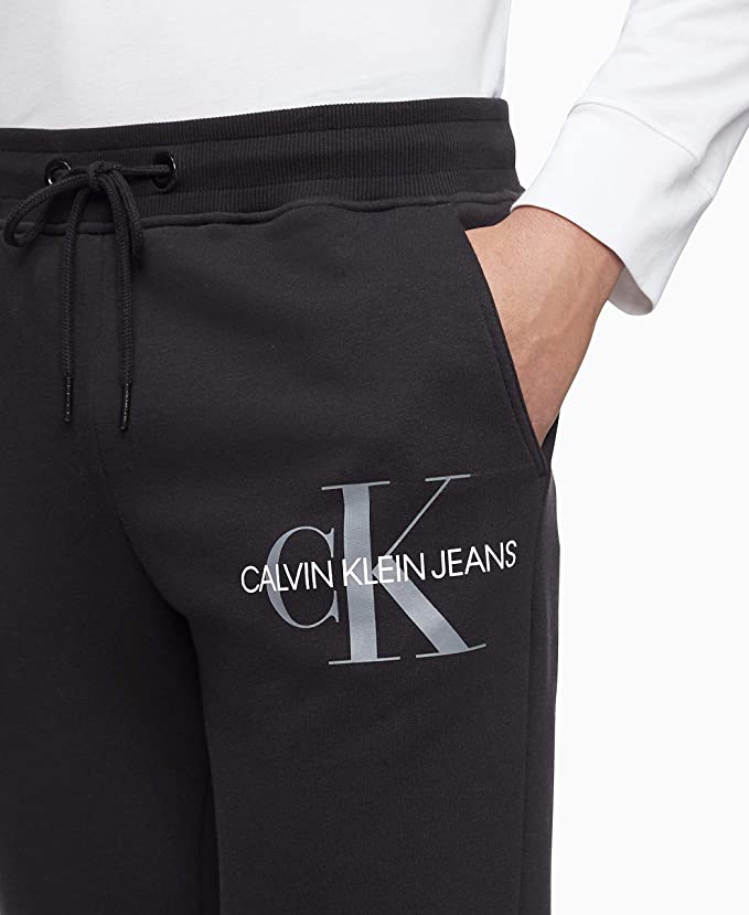 Calvin Klein Men's Monogram Fleece Jogger Sweat Pants - Black