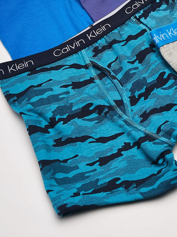 Calvin Klein Boys Underwear 4 Pack Boxer Briefs - Marlin/Heather Grey/Camo/French Blue