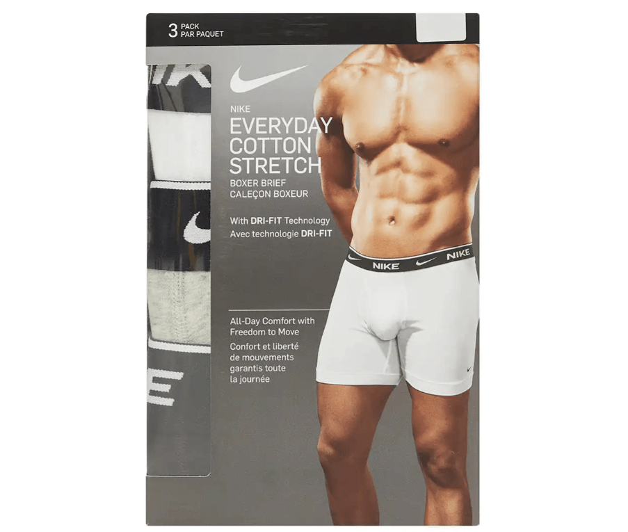 Nike Mens Everyday Cotton Stretch Boxer Briefs - White/Grey/Black