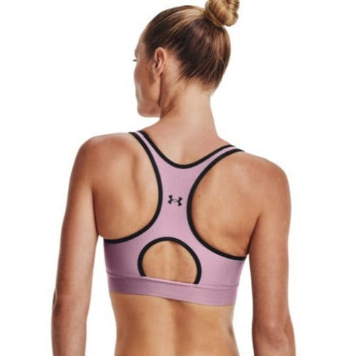 Under Armour Women's Armour Mid Keyhole Graphic Sports Bra - Mauve Pink/Black