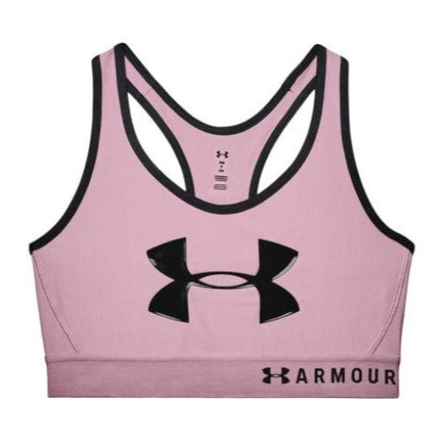 Under Armour Women's Armour Mid Keyhole Graphic Sports Bra - Mauve Pink/Black