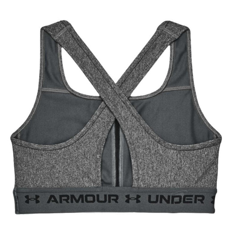 Under Armour Women's Crossback Mid Heather Sports Bra - Charcoal Light Heather/Pitch Grey/Black