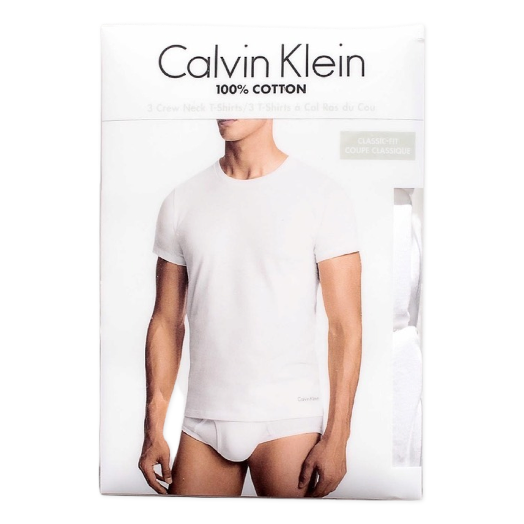 Calvin Klein Men's Cotton Classics 3 Pack Crew Neck Tees - White/White/White